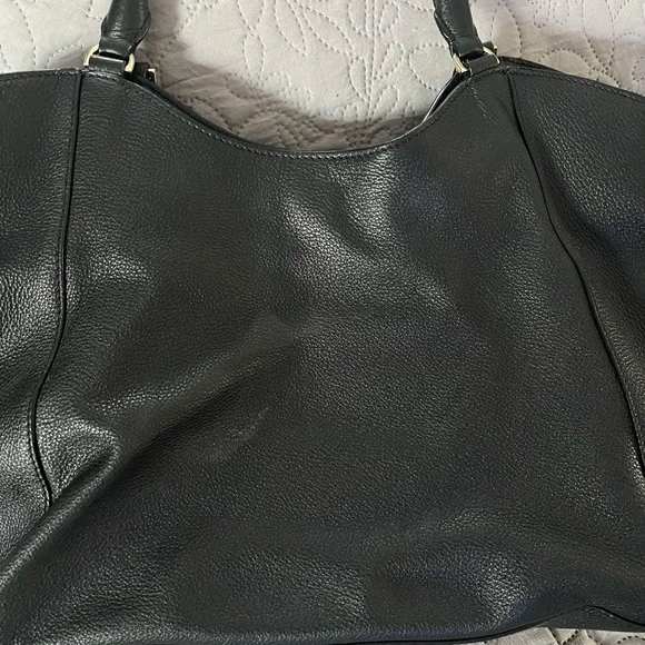 Tory Burch Black Pebbled Leather Double-T Shoulder Tote - Picture 7 of 8